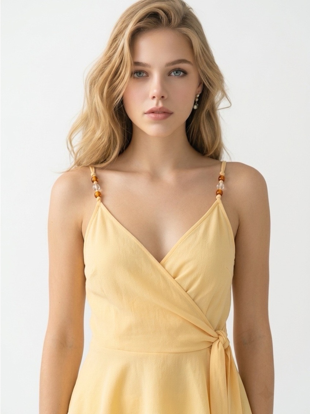 Women's Pale Yellow Wrap Camisole Tank Top